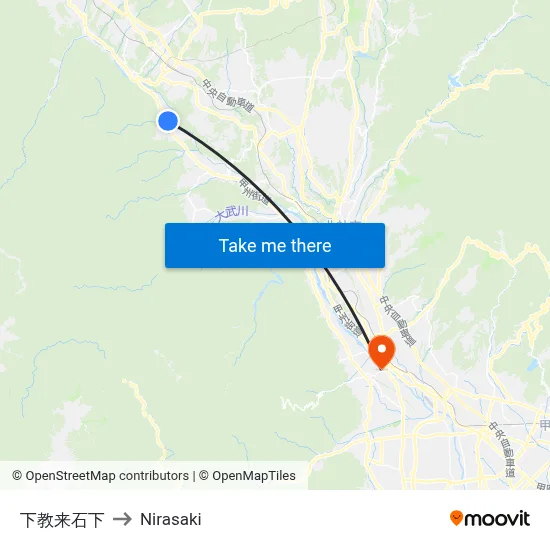 Shimokuraishi-shimo to Nirasaki map