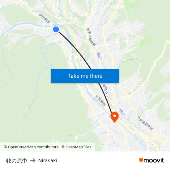 Makinohara Middle to Nirasaki map