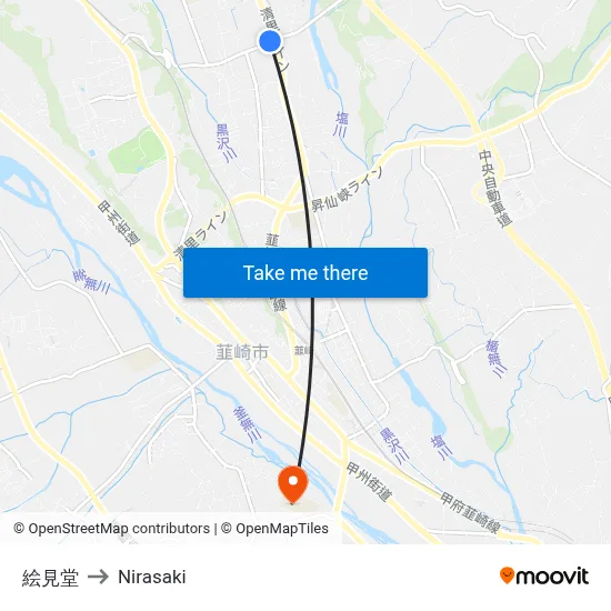 Emido to Nirasaki map