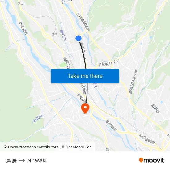 Torii to Nirasaki map