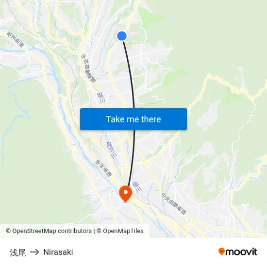 Asao to Nirasaki map