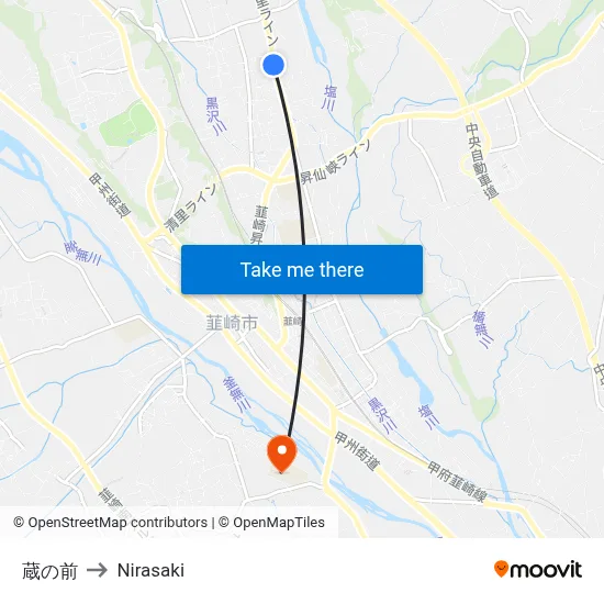 Kura no Mae to Nirasaki map