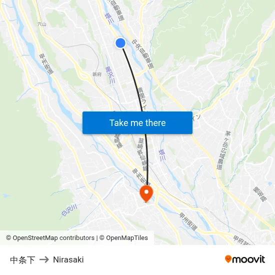 Chujo Lower to Nirasaki map