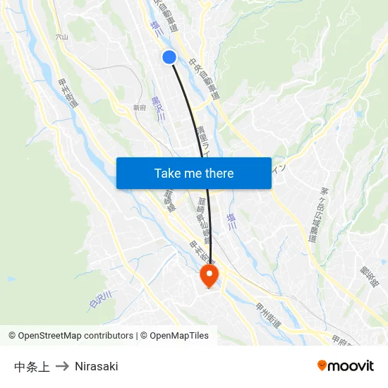 Chujo Upper to Nirasaki map