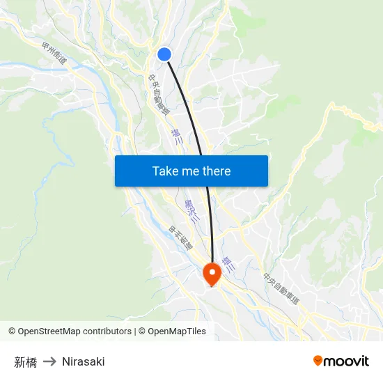 New Bridge to Nirasaki map