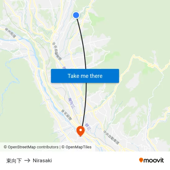 Higashi Mukai Down to Nirasaki map
