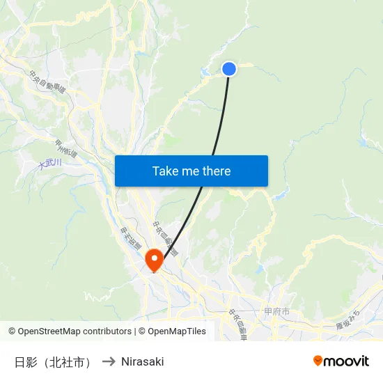 Hikage (Hoksha City) to Nirasaki map