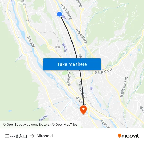 Mimura Bridge Entrance to Nirasaki map