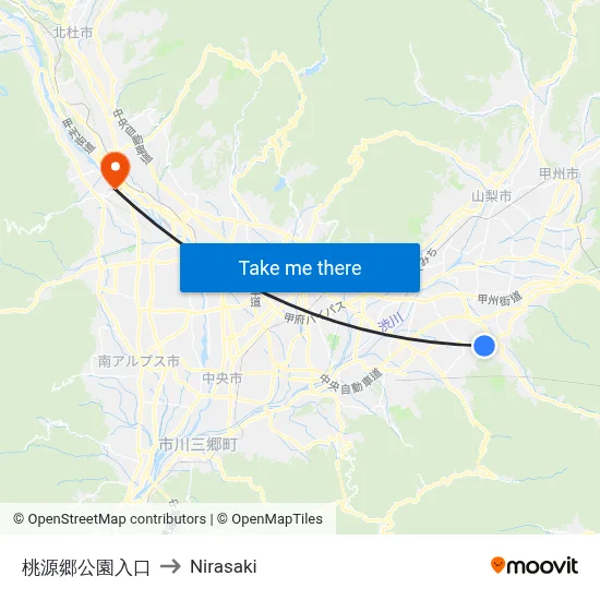 Togenkyo Park Entrance to Nirasaki map