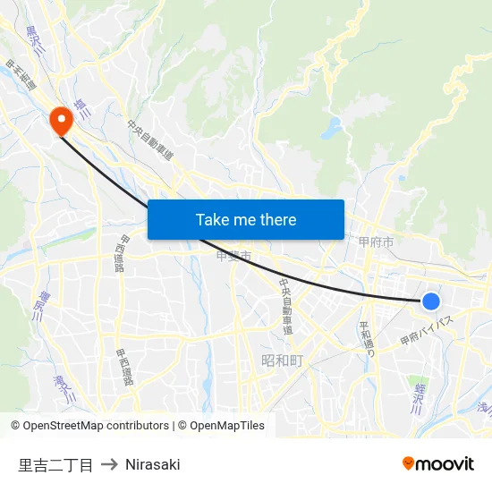 Satoyoshi 2-chome to Nirasaki map