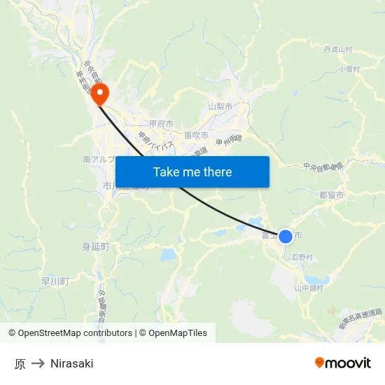 Original to Nirasaki map