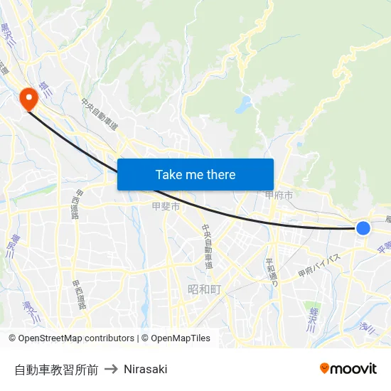 In Front of Driving School to Nirasaki map
