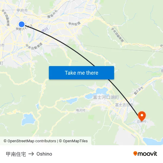 Konan Housing to Oshino map