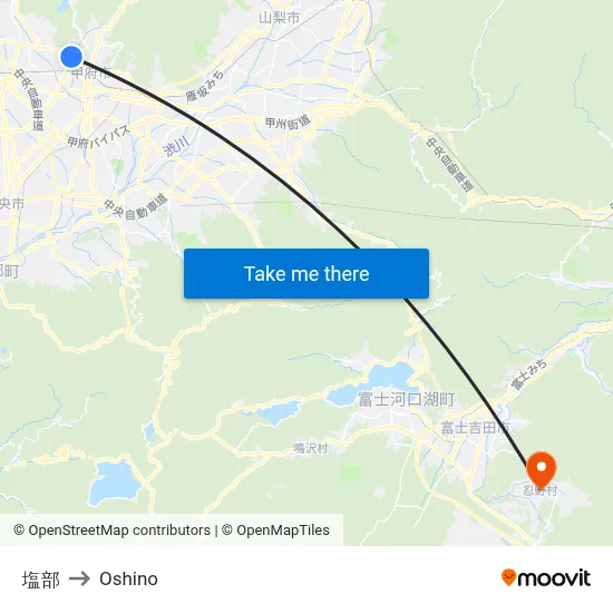 Shiobe to Oshino map