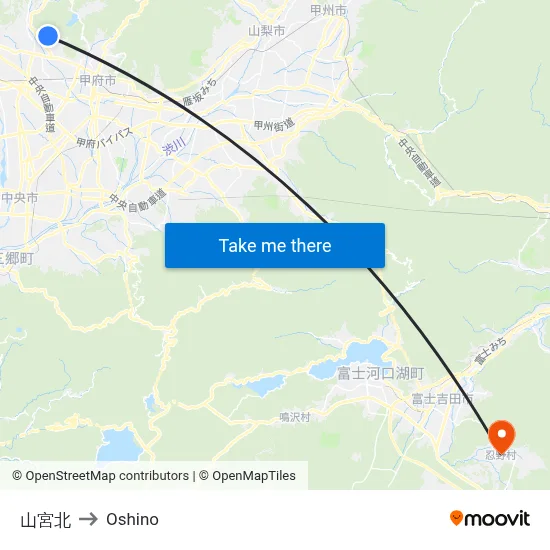 Yamamiya North to Oshino map