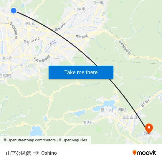 Yamamiya Community Center to Oshino map