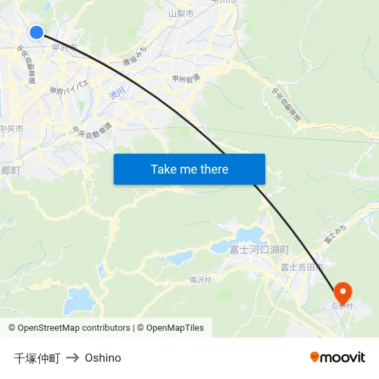 Chizuka-nakamachi to Oshino map
