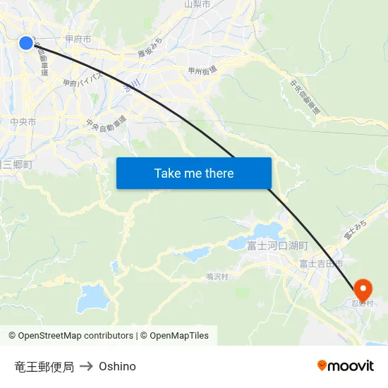 Ryuo Post Office to Oshino map