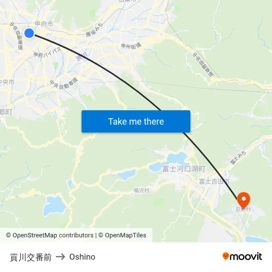 Mitsukawakoban Front to Oshino map