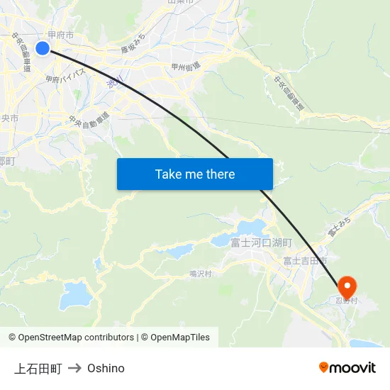 Kamiishida-cho to Oshino map
