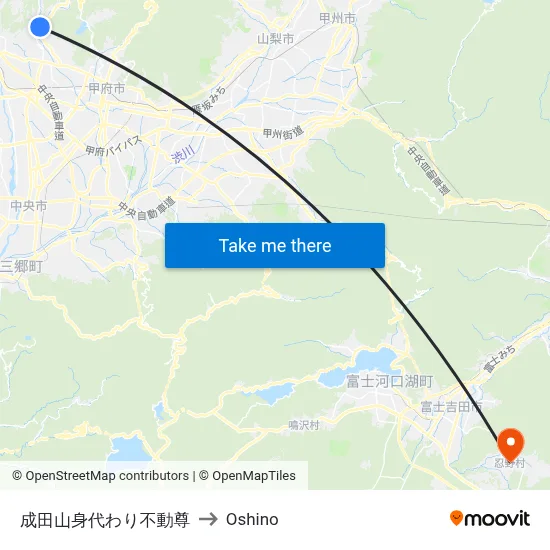 Naritasan Migawari Fudo Temple to Oshino map