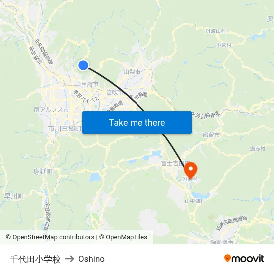 Chiyoda Elementary School to Oshino map