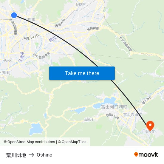 荒川団地 to Oshino map