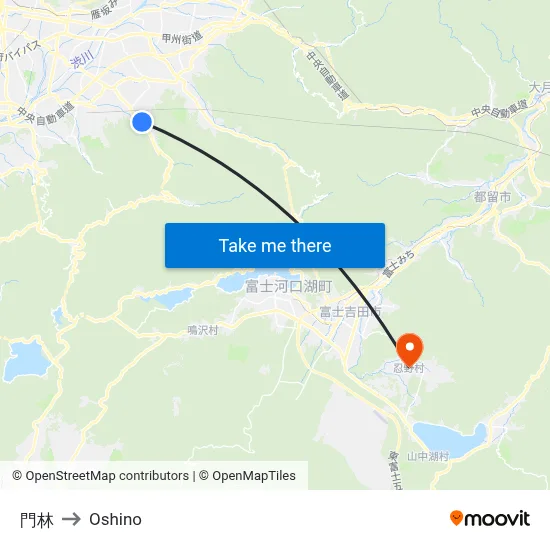 Kadobayashi to Oshino map