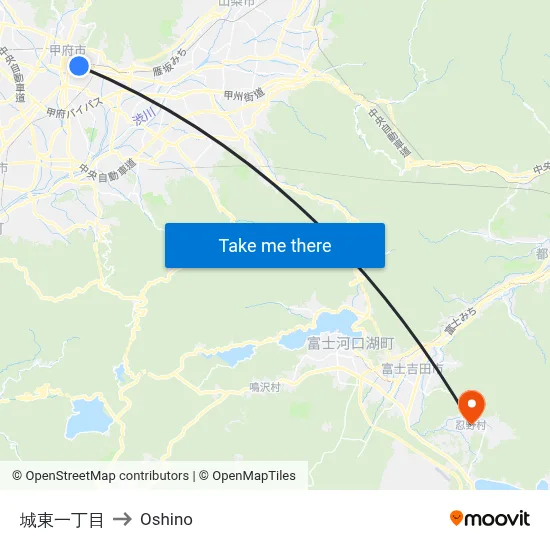 Joto 1-chome to Oshino map