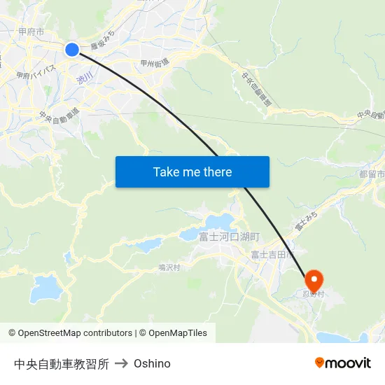 Central Driving School to Oshino map