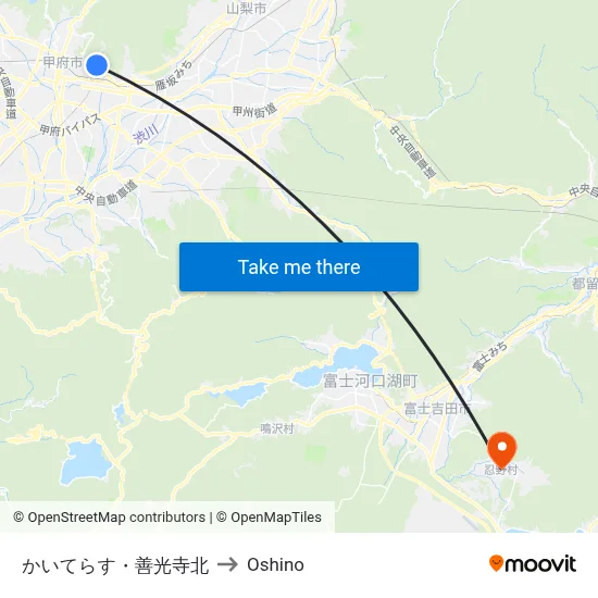 Kaiterasu/Zenko-ji North to Oshino map