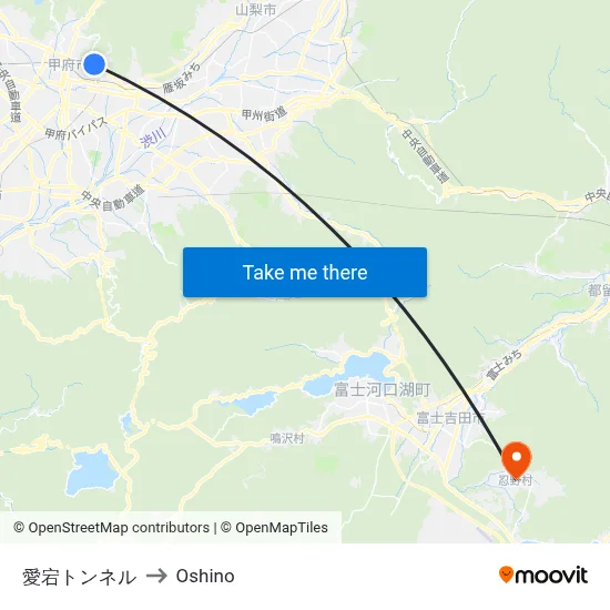 Atago Tunnel to Oshino map