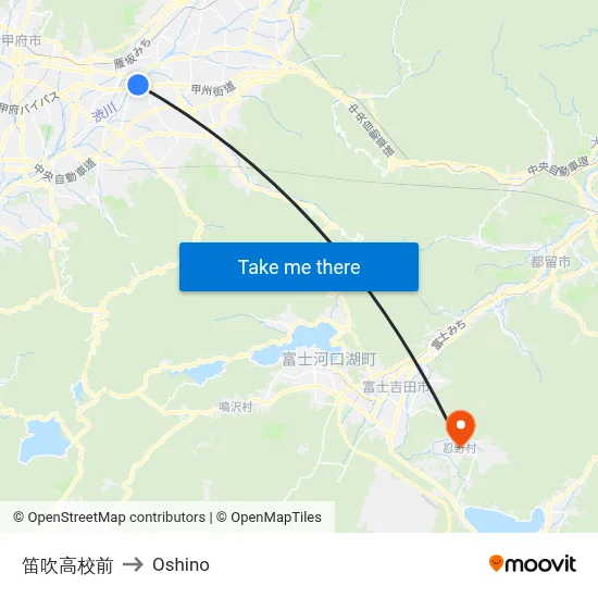 Fuefuki High School Front to Oshino map