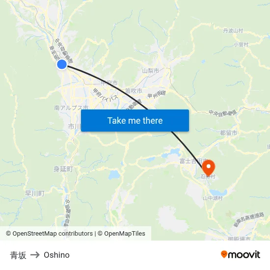 Aosaka to Oshino map