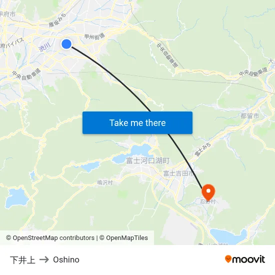 Shimoiue to Oshino map