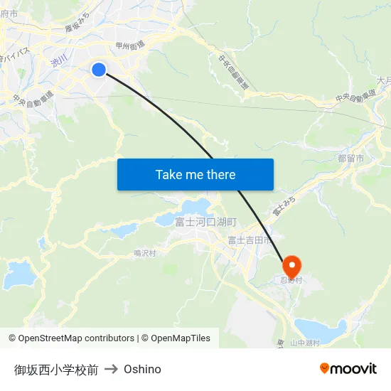 Misaka West Elementary School Front to Oshino map
