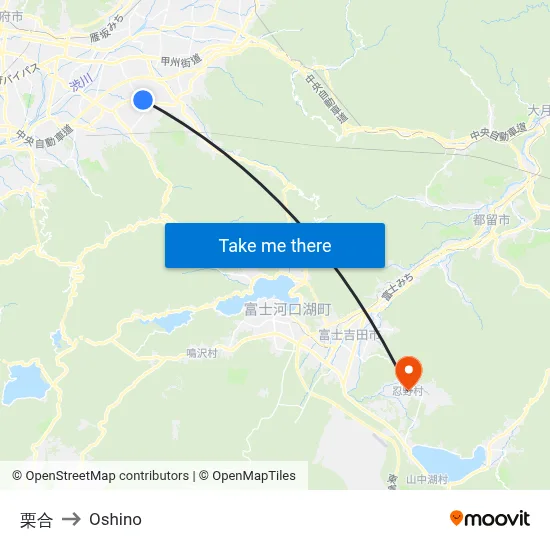 Kuriai to Oshino map