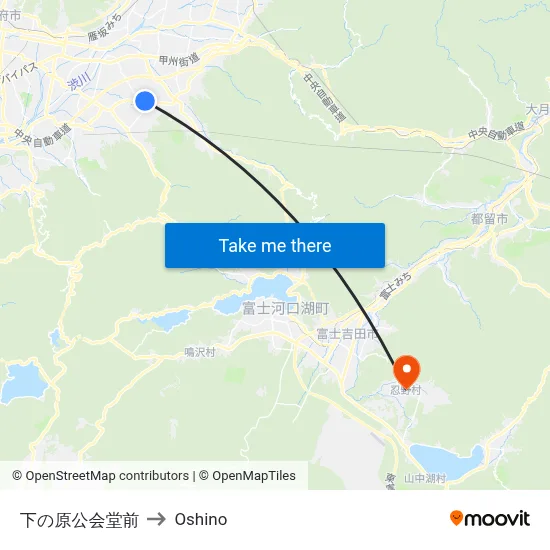 In Front of Shimonohara Community Center to Oshino map