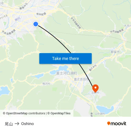 Oyama to Oshino map