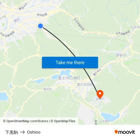 Shimokurogoma to Oshino map