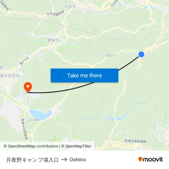 Tsukiyono Campground Entrance to Oshino map