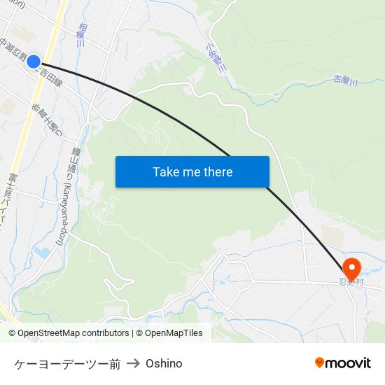 ケーヨーデーツー前 to Oshino map