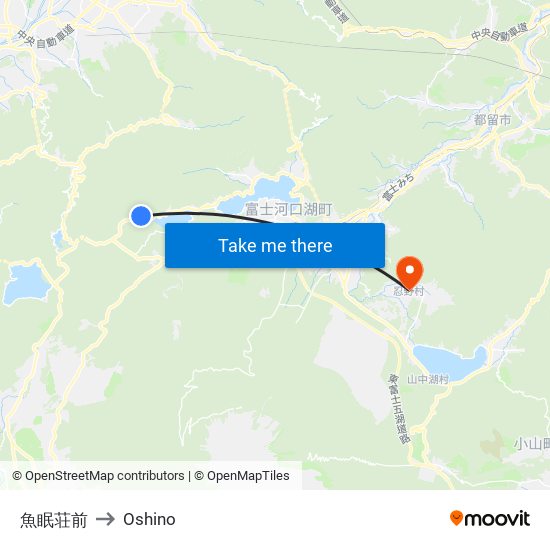 魚眠荘前 to Oshino map