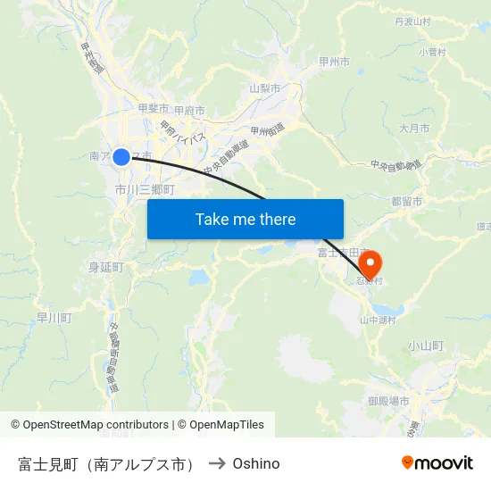 富士見町（南アルプス市） to Oshino map