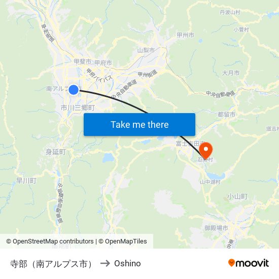寺部（南アルプス市） to Oshino map