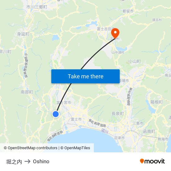 堀之内 to Oshino map