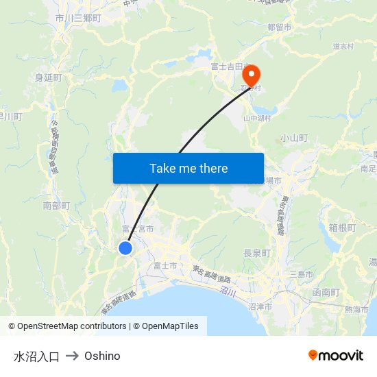 水沼入口 to Oshino map