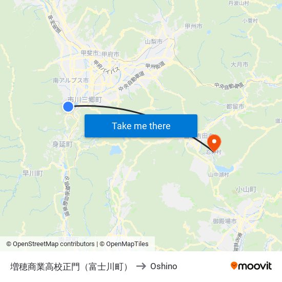 増穂商業高校正門（富士川町） to Oshino map