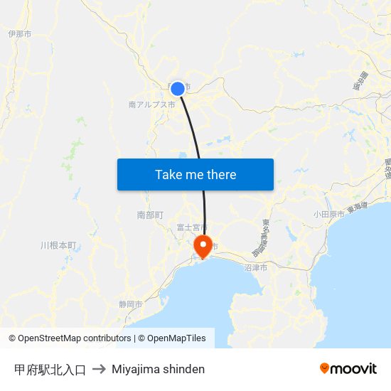 甲府駅北入口 to Miyajima shinden map