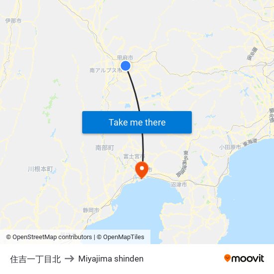 住吉一丁目北 to Miyajima shinden map